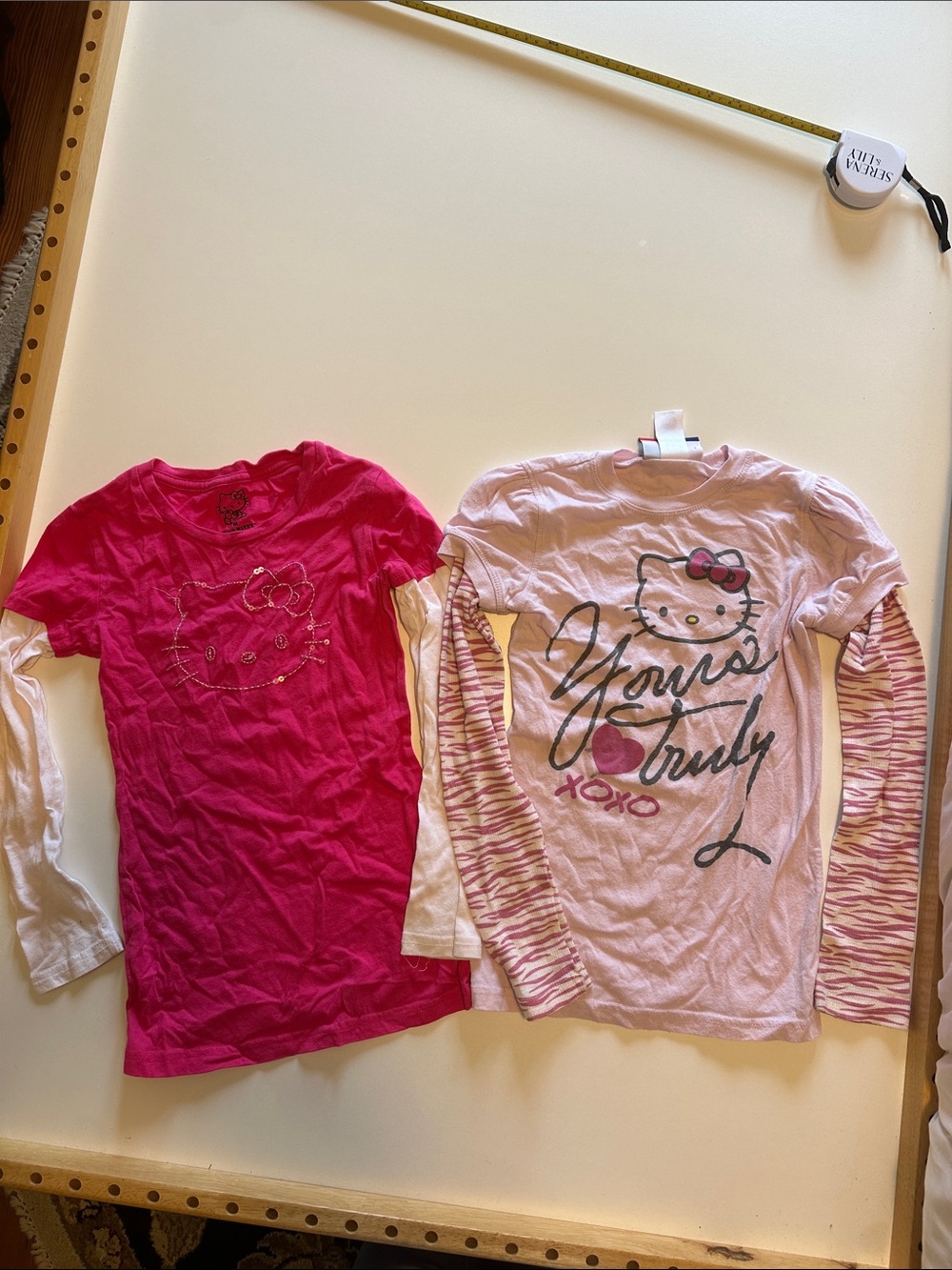 Hello Kitty Girls' Long Sleeve Layered-Look Tops - Hot Pink & Light Pink